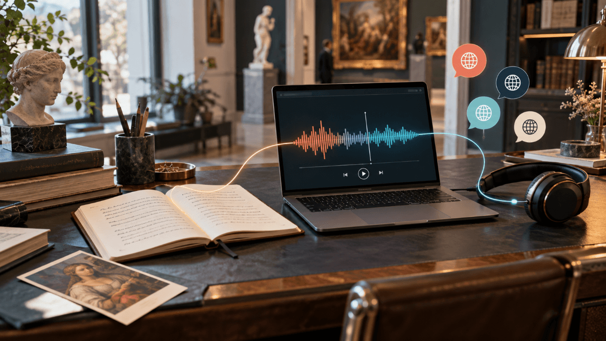 reación de textos, idiomas y audios para una audioguía